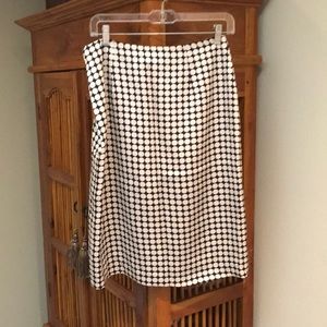 Charcoal grey and beige silk dot skirt